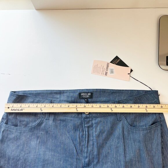 NEW NYDJ Curves 360 The Trouser in Agua Stripe Linen Blend Blue - Size 16 - Picture 7 of 9